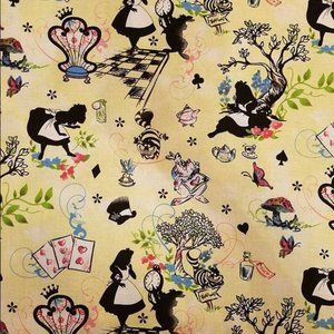 Alice in Wonderland cotton fabric RARE
